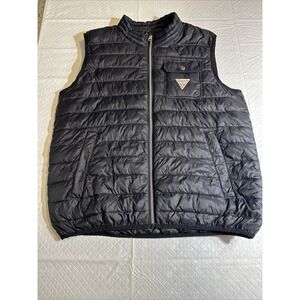 Black Vest  Women Size Large Puffer Guess‎ Los Angeles Full Zip